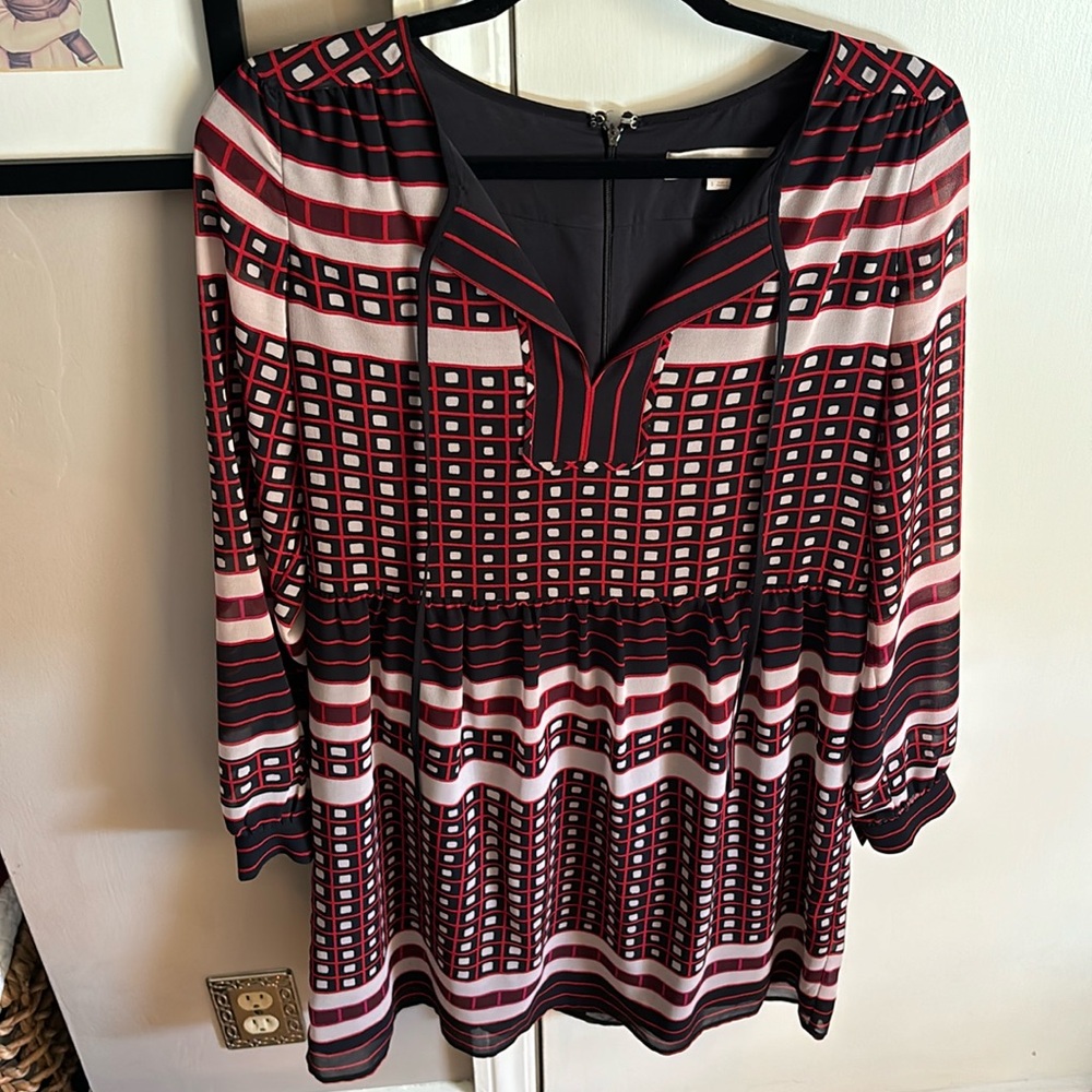 Loft, size small, long sleeved dress, worn once, lined with sheer sleeves